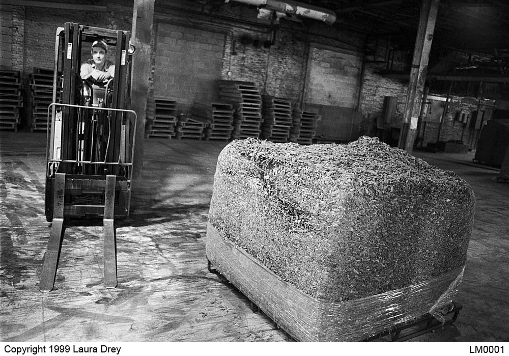 image of forklift and tobacco bale