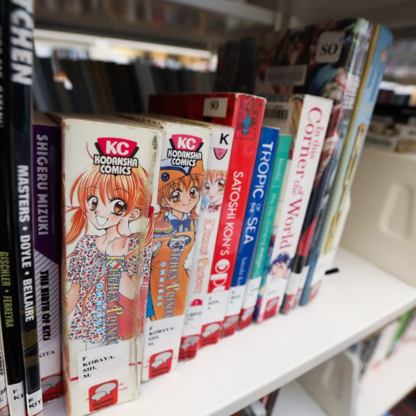 A shelf full of graphic novels
